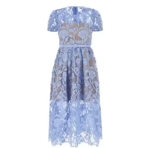 knee length dresses for ladies Floral Lace Midi Dress